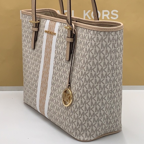 MICHAEL KORS JET SET TRAVEL MEDIUM CARRYALL TOTE BUFF MULTI COLOR - Picture 7 of 16